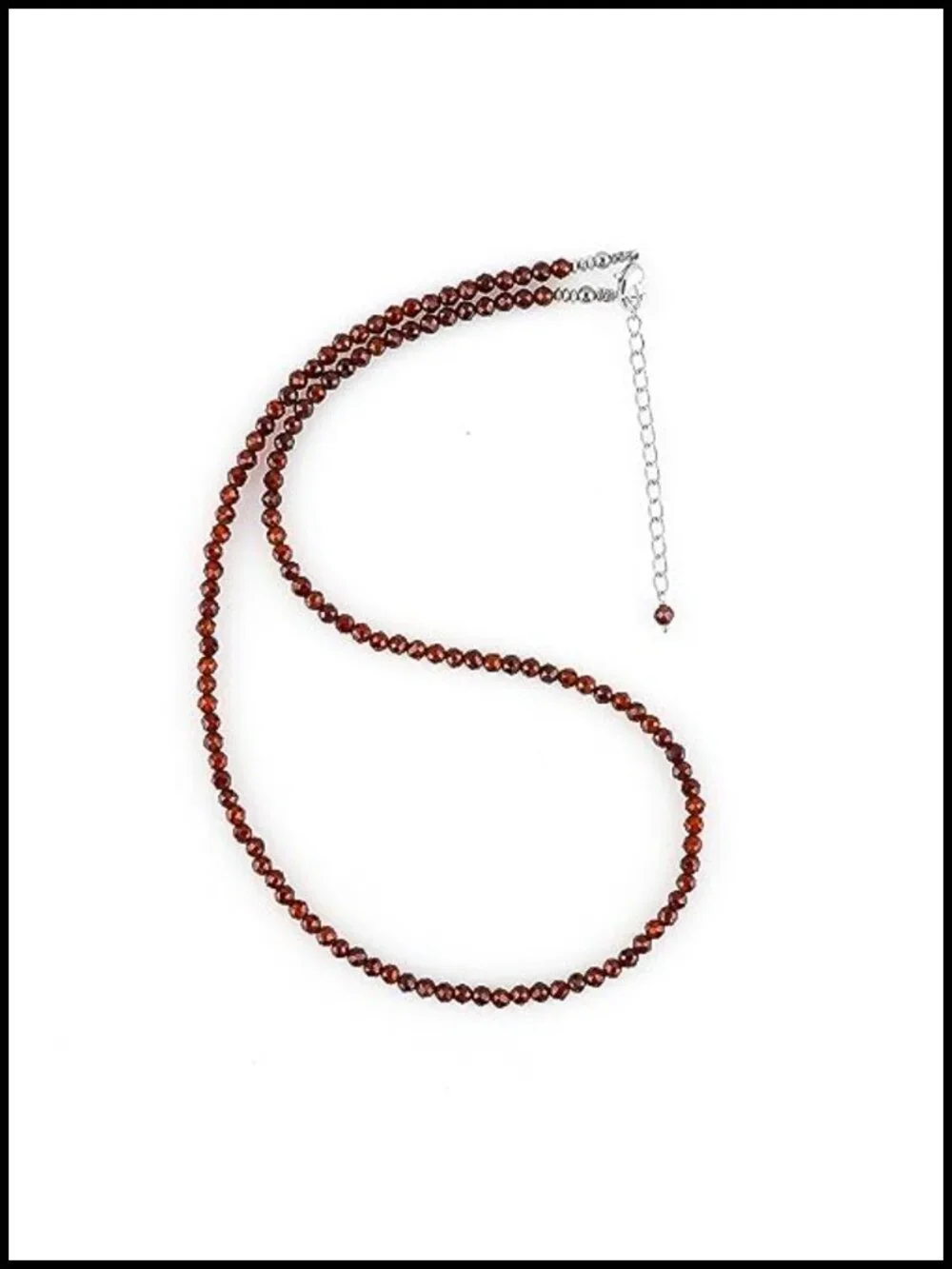 Natural Garnet Micro Faceted Round Bead Choker Necklace 18 Inch